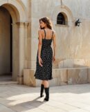 Bohemian Floral Print Front Slit Hem A-line Dress