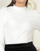 Modest Ribbed Full-Length High-Neck Fitted Tshirt