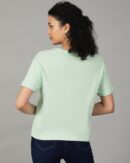 Short Drop-Shoulder Sleeves Chest Graphic Print Crew Tshirt