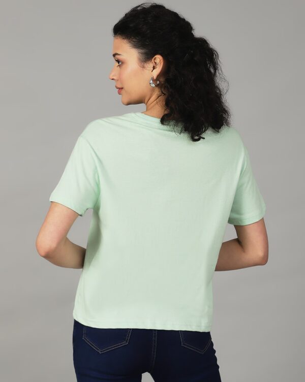 Short Drop-Shoulder Sleeves Chest Graphic Print Crew Tshirt - Image 4