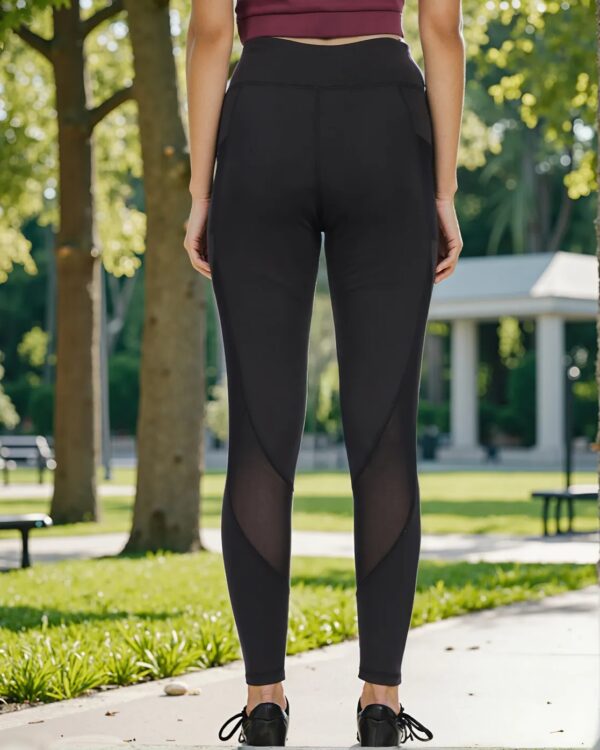 Activewear Ankle Length Mesh Panelled Sports Leggings - Image 3