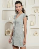 Cap Sleeves Slit Hem Mini Length A-line Dress