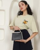 Drop-shoulder Sleeves Graphic Placement & Back Print Oversized Fit Tshirt