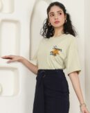 Drop-shoulder Sleeves Graphic Placement & Back Print Oversized Fit Tshirt