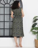 Elegant Midi Length Ruffle Sleeves A-Line Dress