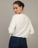 Tie-Up Neck Open Front Full Sleeve Blouse Top