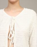 Tie-Up Neck Open Front Full Sleeve Blouse Top