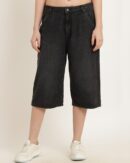 Below the Knee Length Denim Shorts With Pockets