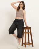 Below the Knee Length Denim Shorts With Pockets