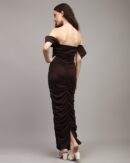 Strapless Attached Sleeve Ruched Bodycon Dress