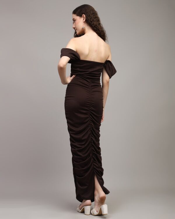 Strapless Attached Sleeve Ruched Bodycon Dress - Image 5