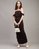 Strapless Attached Sleeve Ruched Bodycon Dress