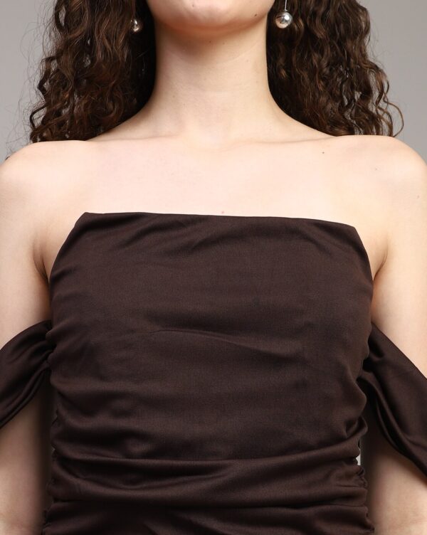 Strapless Attached Sleeve Ruched Bodycon Dress - Image 6