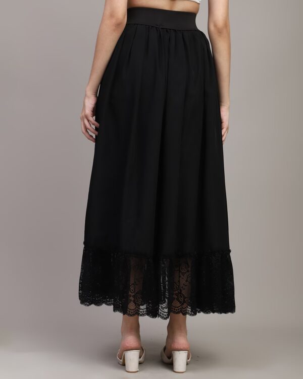 High Waist Lace Hem Maxi Pleated Skirt - Image 5