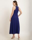 Pleated Halter Neck Lace Detail A-Line Dress