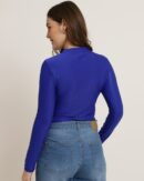 Mock Neck Zip Front Full Sleeves Leotard Top