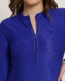 Mock Neck Zip Front Full Sleeves Leotard Top