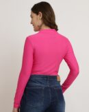 Mock Neck Zip Front Full Sleeves Leotard Top