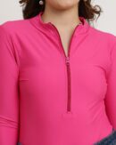 Mock Neck Zip Front Full Sleeves Leotard Top