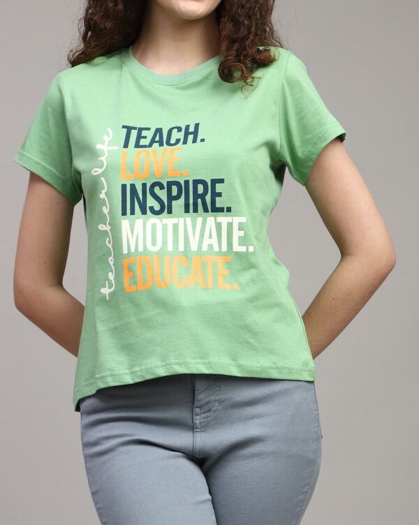 Short Sleeve Typographic Chest Print Crew Tshirt - Image 4