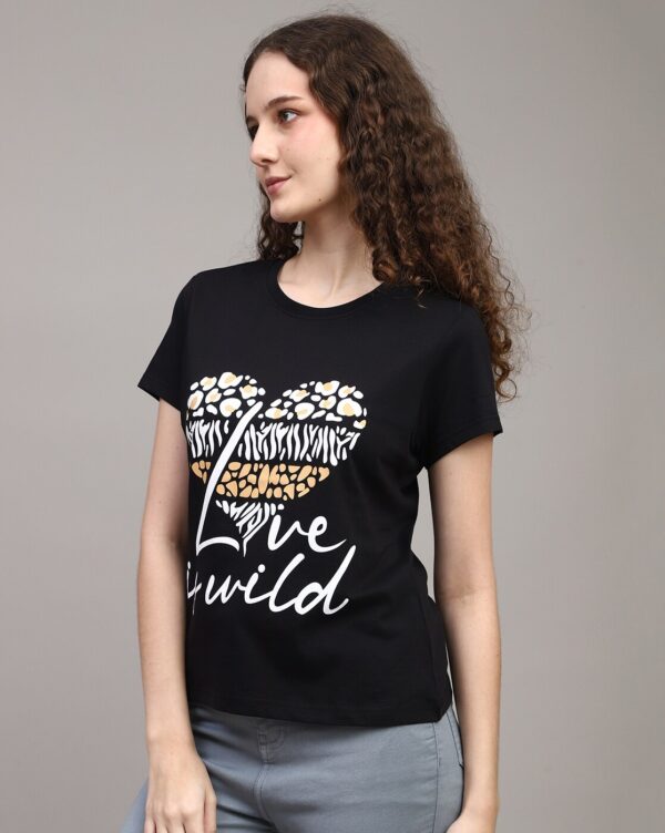 Short Sleeve Typographic Chest Print Crew Tshirt - Image 3