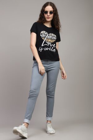 Short Sleeve Typographic Chest Print Crew Tshirt