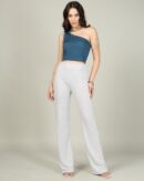 Full Length High Rise Textured Straight Pants