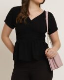 Extended Sleeve Ruched Waist Smocked Peplum Top