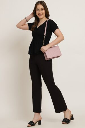 Extended Sleeve Ruched Waist Smocked Peplum Top