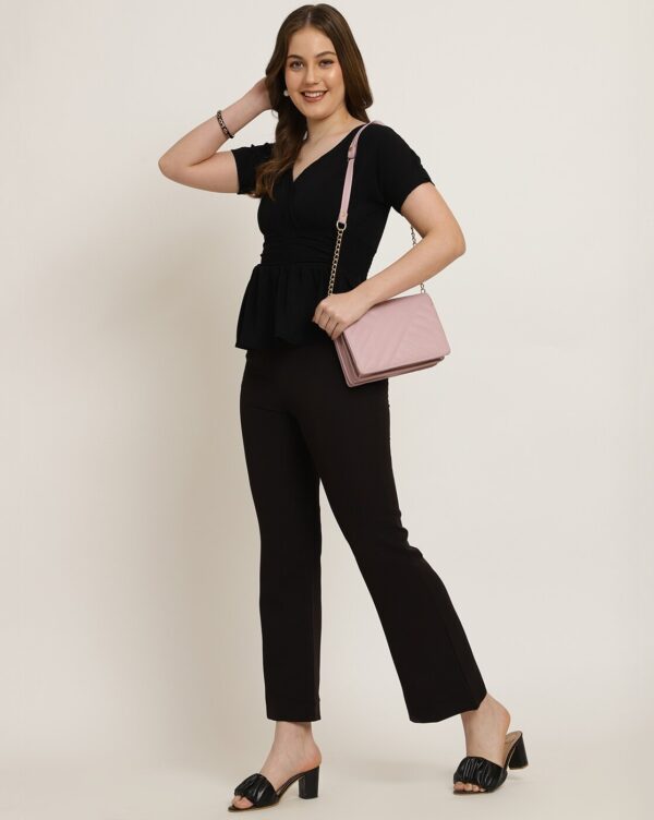 Extended Sleeve Ruched Waist Smocked Peplum Top