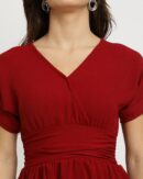 Extended Sleeve Ruched Waist Smocked Peplum Top