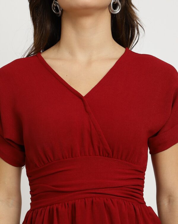 Extended Sleeve Ruched Waist Smocked Peplum Top - Image 16