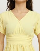 Extended Sleeve Ruched Waist Smocked Peplum Top