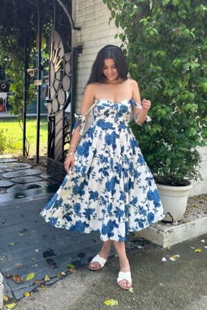 Florence tie-up dress-Blue