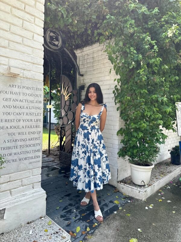 Florence tie-up dress-Blue - Image 5