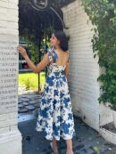 Florence tie-up dress-Blue