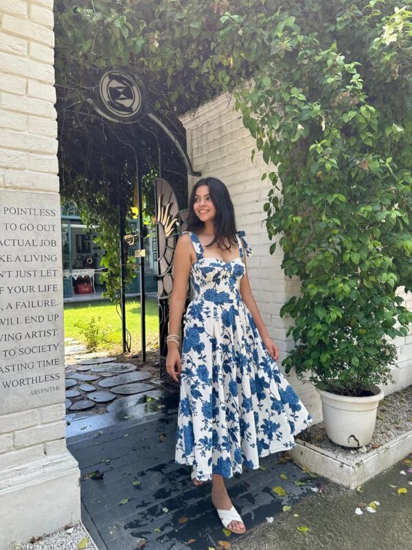 Florence tie-up dress-Blue - Image 2